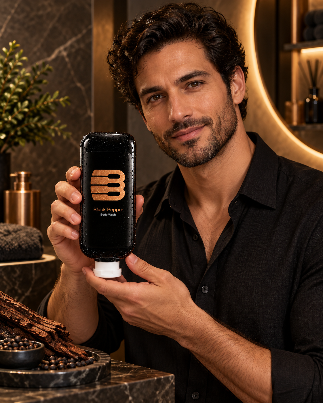 Black Pepper Body Barrel body wash concept lifestyle image
