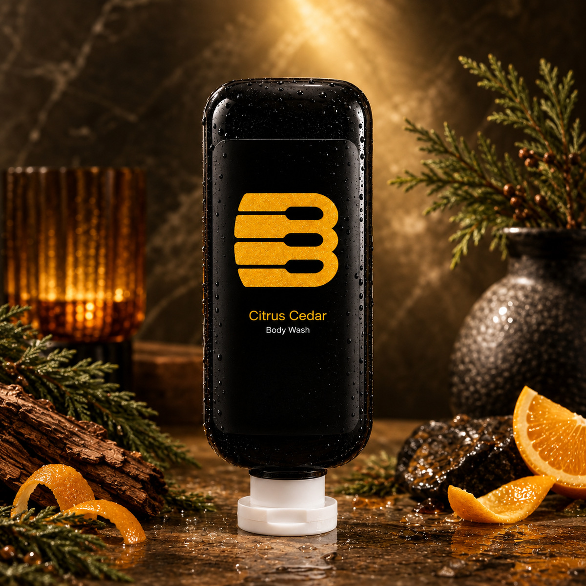 Citrus Cedar Body Barrel body wash concept front