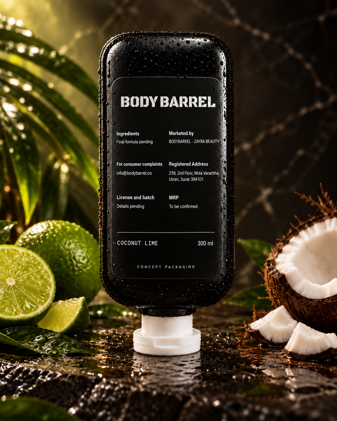 Coconut Lime body wash concept back label